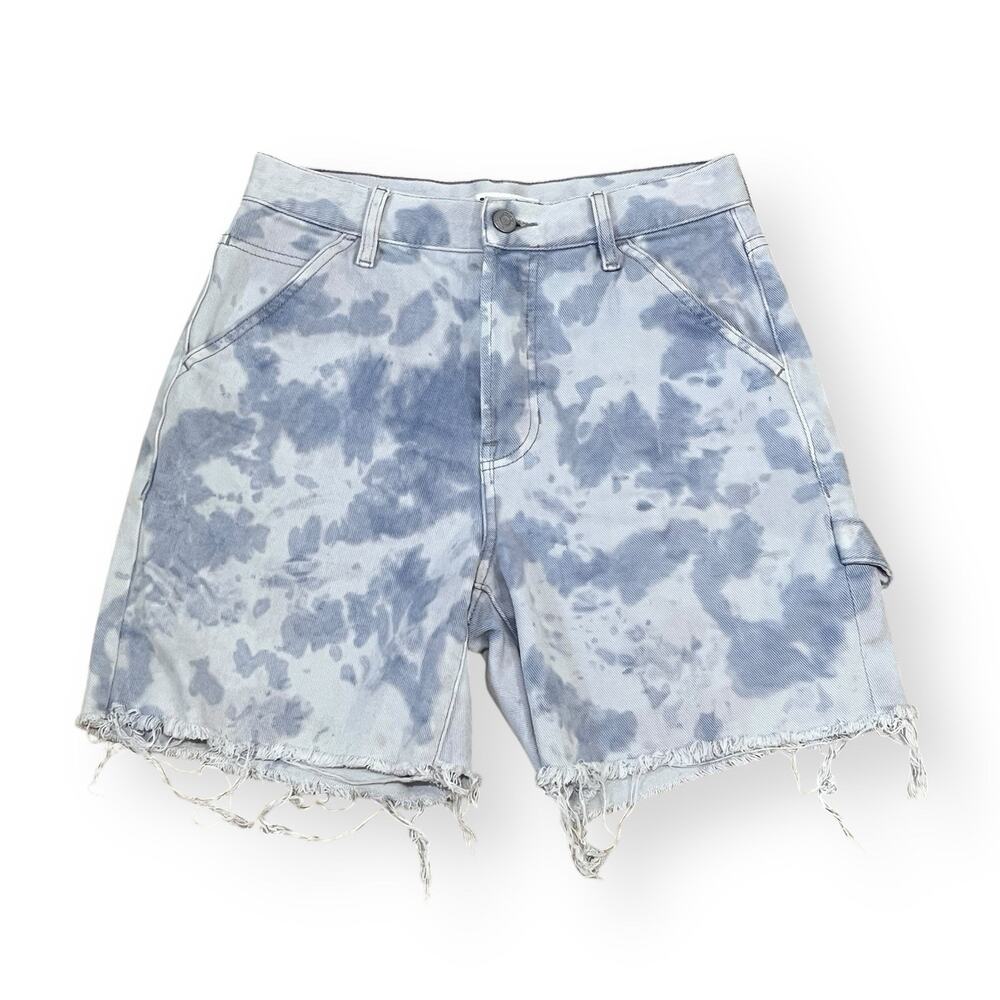 PacSun Mom Shorts 26 Tie Dye Denim Blue White Festival Boho Coastal Cowgirl